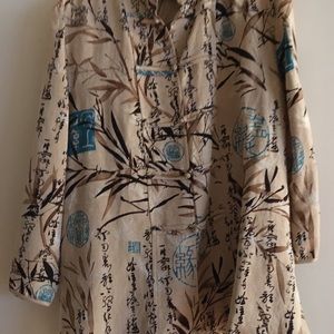 Chinese print top silk